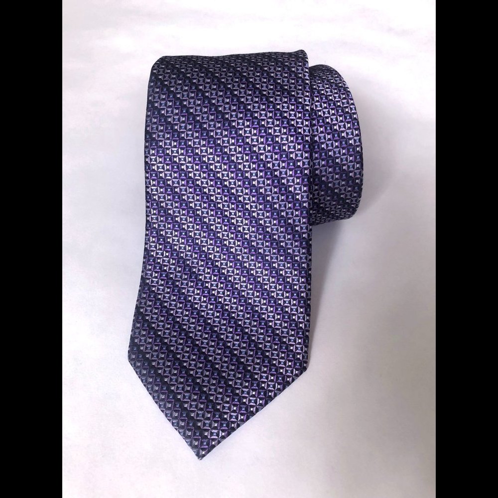 Bruno Piattelli Geometric Purple Silk Tie